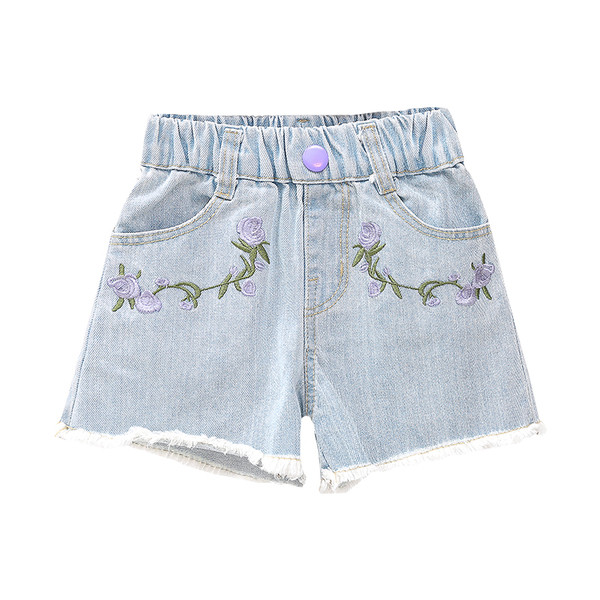 Μοντέρνα παιδικά σορτς  με ψηλή μέση και κεντήματα