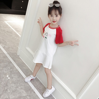 Rochie casual copii model lat cu aplicatie colorata in doua culori