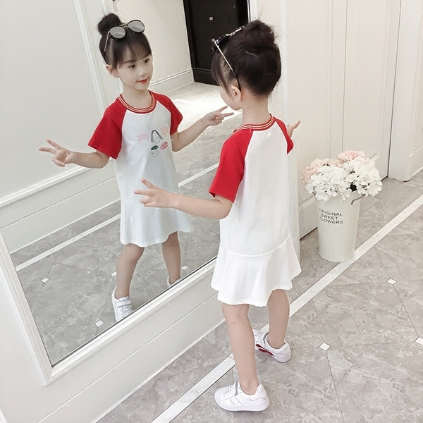 Rochie casual copii model lat cu aplicatie colorata in doua culori