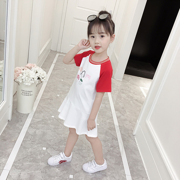 Rochie casual copii model lat cu aplicatie colorata in doua culori