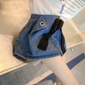 Детски къси дънкови панталони с връзка за момичета