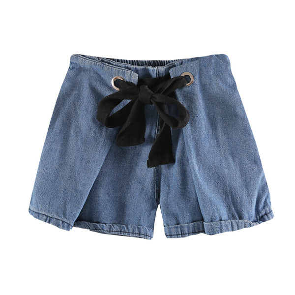 Pantaloni scurți din denim pentru copii cu cravată pentru fete