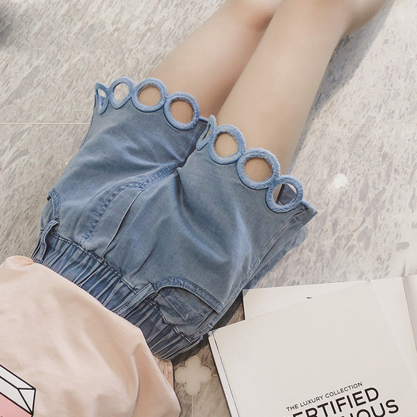 Pantaloni scurți din denim pentru copii cu elastic pentru fete