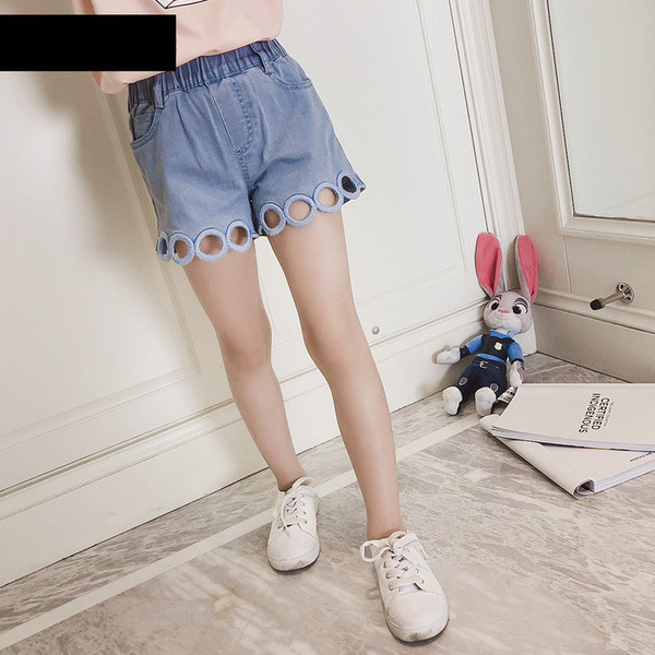 Pantaloni scurți din denim pentru copii cu elastic pentru fete