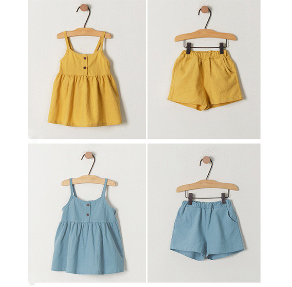 Παιδικό σετ  για κορίτσια,  σορτς και αμάνικο - δύο χρωμάτων