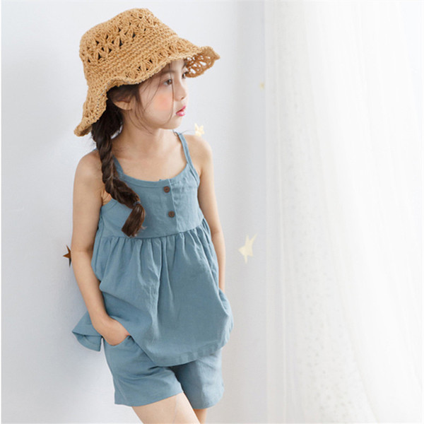 Παιδικό σετ  για κορίτσια,  σορτς και αμάνικο - δύο χρωμάτων