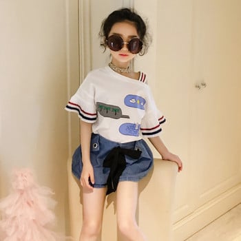 Модерна детска блуза за момиче с цветни декорации 