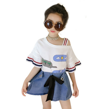 Модерна детска блуза за момиче с цветни декорации 