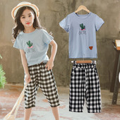 Παιδικό σετ για κορίτσια δύο τεμαχίων - T-shirt με κοντό μανίκι + 3/4 παντελόνια 