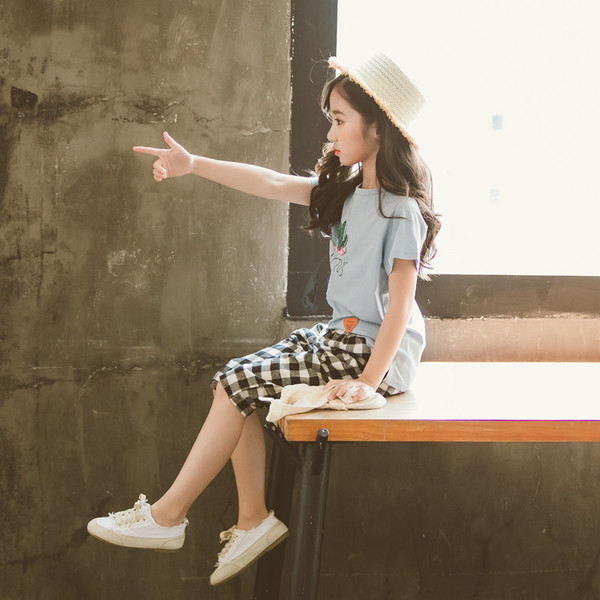 Παιδικό σετ για κορίτσια δύο τεμαχίων - T-shirt με κοντό μανίκι + 3/4 παντελόνια 