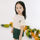 Tricou copii pentru o fata de culoare bej cu broderie