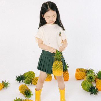 Детска тениска за момиче в бежов цвят с бродерия