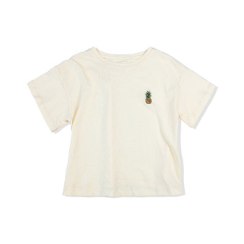 Детска тениска за момиче в бежов цвят с бродерия