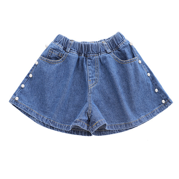 Pantaloni scurți din denim pentru copii cu perle - model larg