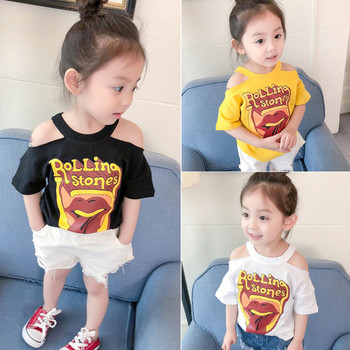 Детска тениска за момиче с презрамки и апликация в три цвята