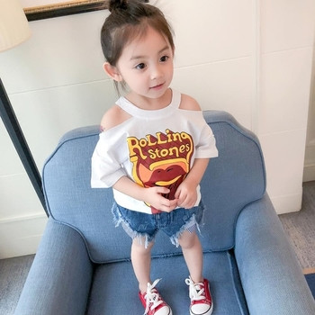 Παιδικό μπλουζάκι για κορίτσια με κορδόνια σε τρία χρώματα