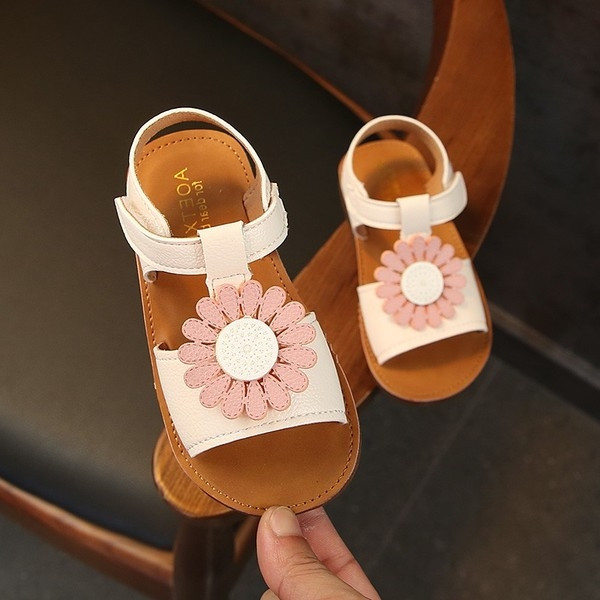 Sandale copii pentru fete in trei culori cu motive florale