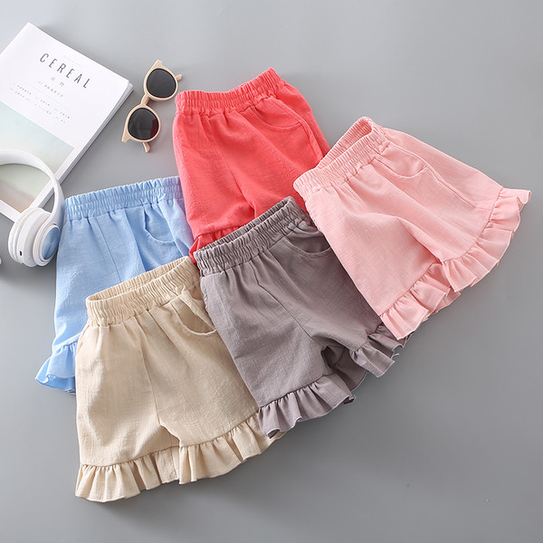 Pantaloni scurți pentru copii din material textil cu elastic - diferite culori