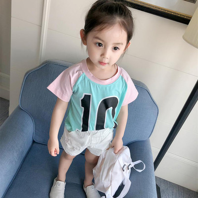 Δύο χρώματα αθλητικό μπλουζάκι για κορίτσια