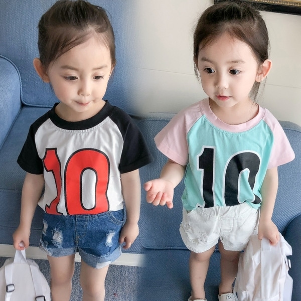 Δύο χρώματα αθλητικό μπλουζάκι για κορίτσια