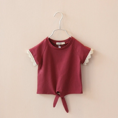 Bluza pentru copii cu cravate si dantela in doua culori