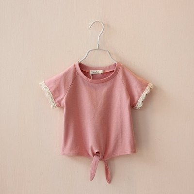 Bluza pentru copii cu cravate si dantela in doua culori