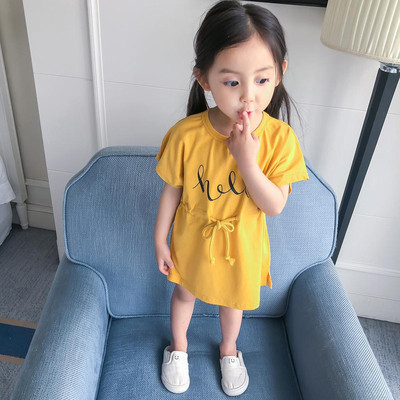 Rochie casual pentru copii din bumbac cu maneci scurte in doua culori