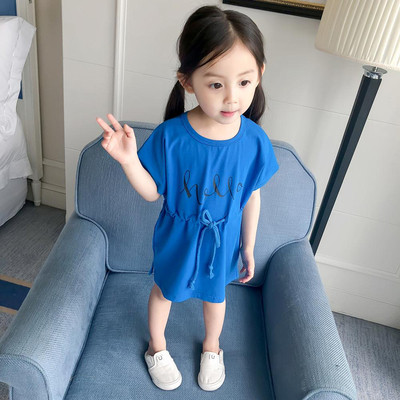 Rochie casual pentru copii din bumbac cu maneci scurte in doua culori