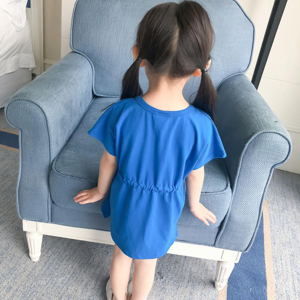 Rochie casual pentru copii din bumbac cu maneci scurte in doua culori