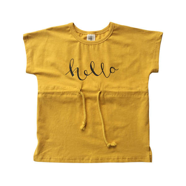 Rochie casual pentru copii din bumbac cu maneci scurte in doua culori