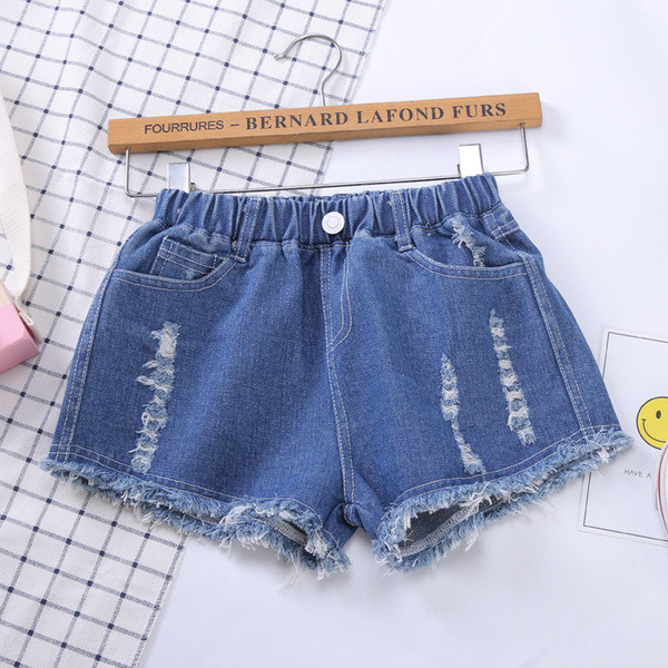 Pantaloni scurți din denim pentru copii cu motive elastice și rupte