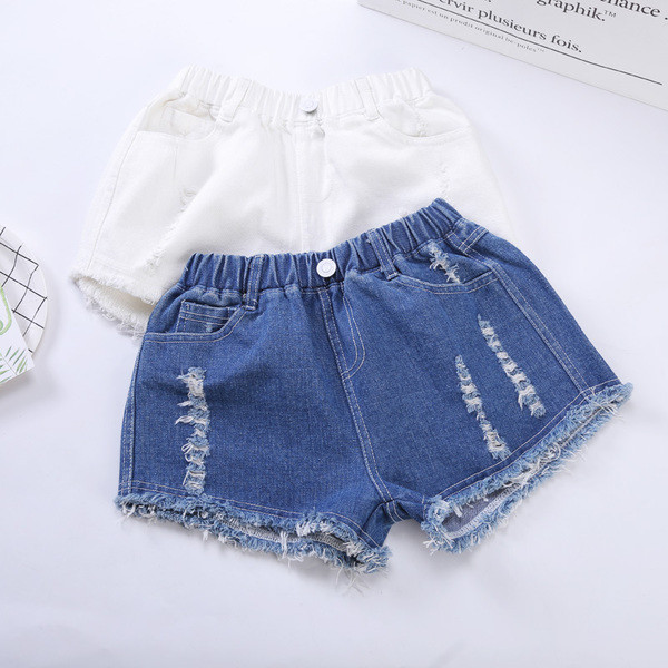 Pantaloni scurți din denim pentru copii cu motive elastice și rupte