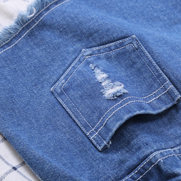 Pantaloni scurți din denim pentru copii cu motive elastice și rupte