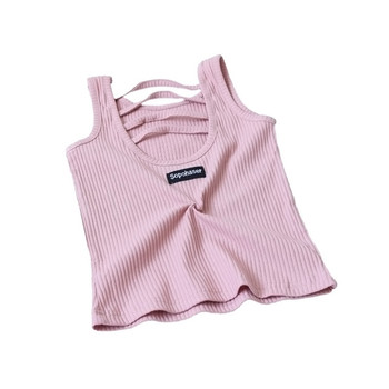 Καθημερινή μπλούζα για ένα κορίτσια με φαρδιές λωρίδες ώμου και περικοπή σε διάφορα χρώματα
