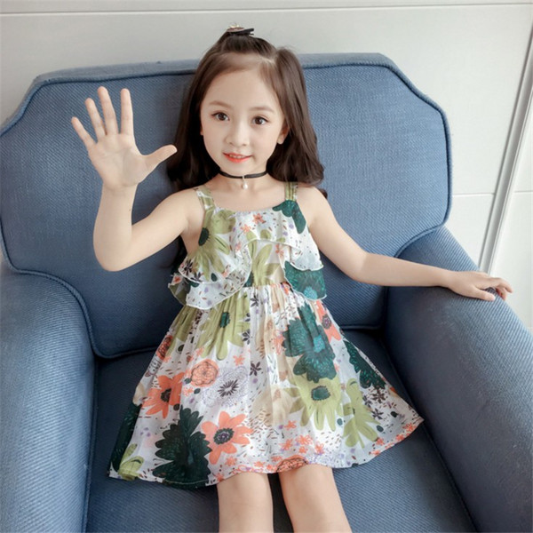 Rochie proaspătă pentru copii cu motive florale în două culori