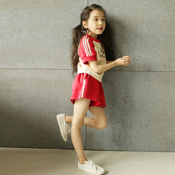 Καθημερινό παιδικό σετ για κορίτσια,  κοντομάνικο μπλουζάκι και σορτς