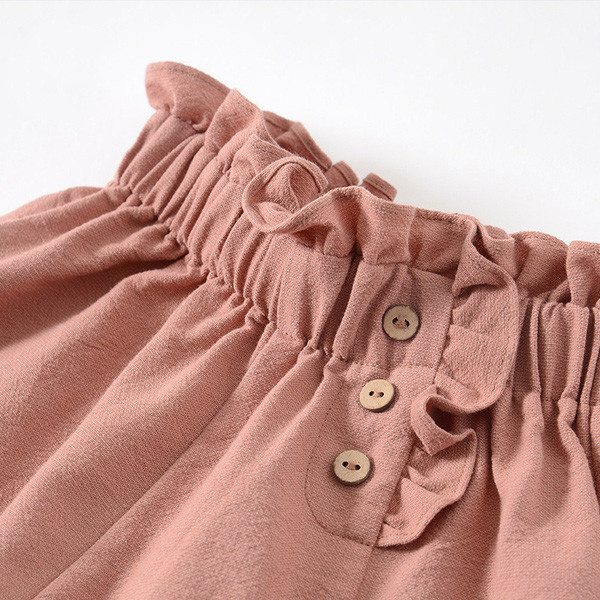 Pantaloni scurti copii din stofa cu elastic si nasturi - model lat