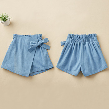 Пола-панталон за момичета с ластик и панделка в 2 цвята