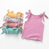 Раиран детски потник за момиче в няколко цвята с връзки