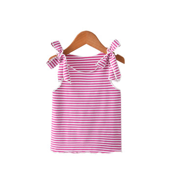 Ριγέ μωρό μπλουζάκι για κορίτσι σε διάφορα χρώματα με δεσμούς