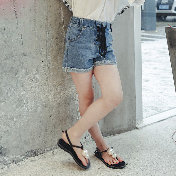 Παιδικά τζιν με υψηλή μέση και κορδόνια