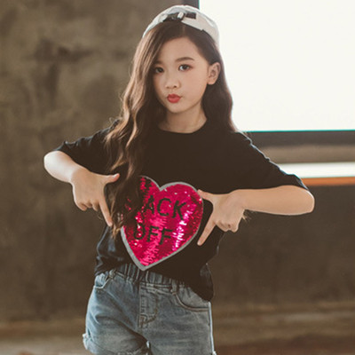 Παιδικό σετ για κορίτσια - μπλουζάκι κοντομάνικο και πούλιες + κοντό παντελόνι τζιν