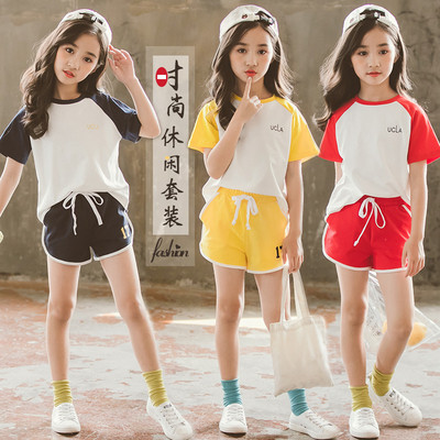 Летен детски сет за момичета включващ - тениска с къс ръкав и къси панталони