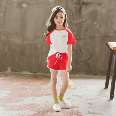 Καλοκαιρινό παιδικό σετ για κορίτσια - T-shirt και σορτς με κοντό μανίκι