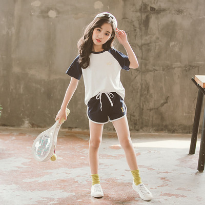 Καλοκαιρινό παιδικό σετ για κορίτσια - T-shirt και σορτς με κοντό μανίκι