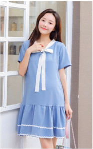 Γυναικείο φόρεμα για έγκυες γυναίκες σε 2 χρώματα με κορδέλα