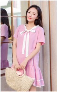 Γυναικείο φόρεμα για έγκυες γυναίκες σε 2 χρώματα με κορδέλα