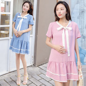 Γυναικείο φόρεμα για έγκυες γυναίκες σε 2 χρώματα με κορδέλα