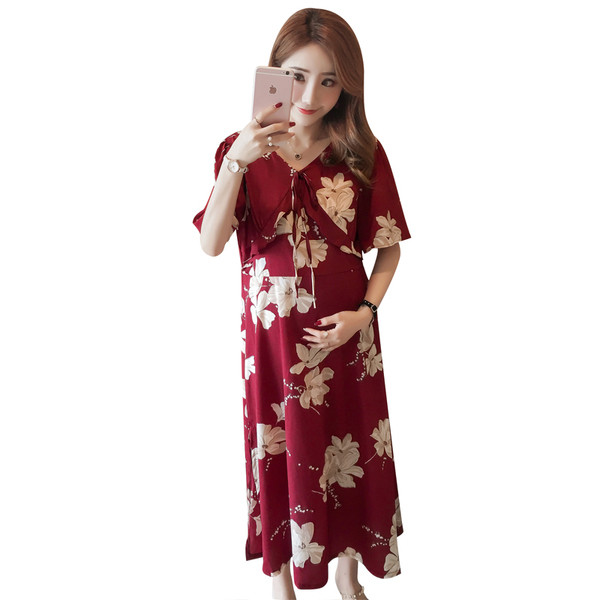 Rochie lunga de dama pentru gravide in mai multe culori