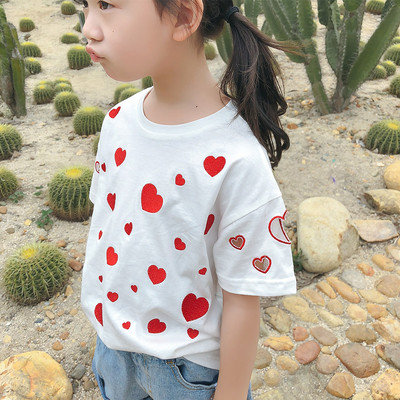 Детска тениска за момиче в бял цвят с бродерия